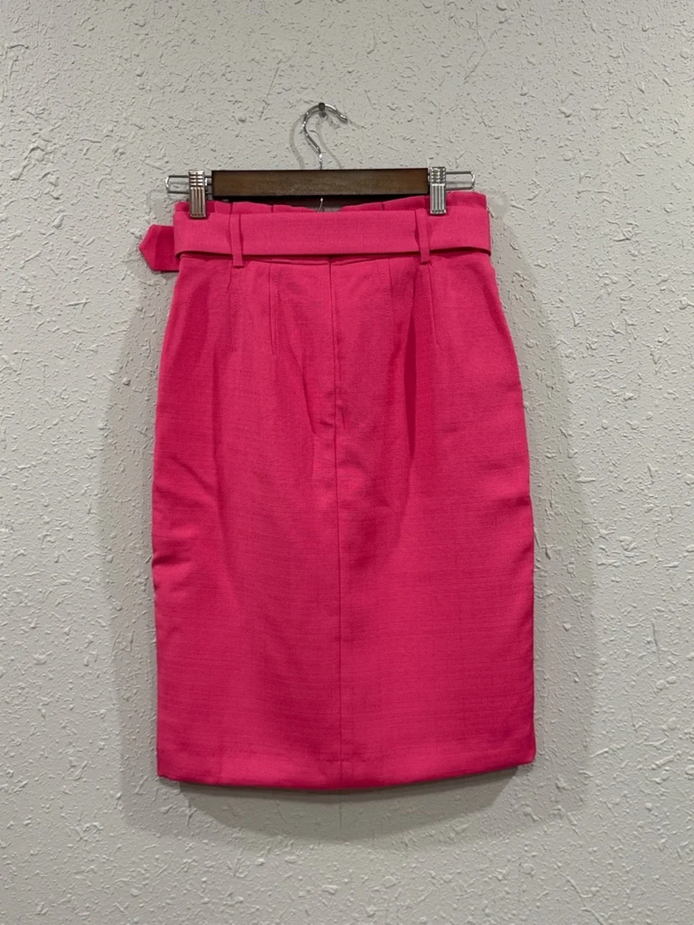 Ann Taylor Paperbag Belted Front Slit Pencil Skirt Pink Charm Size 00 Barbiecore